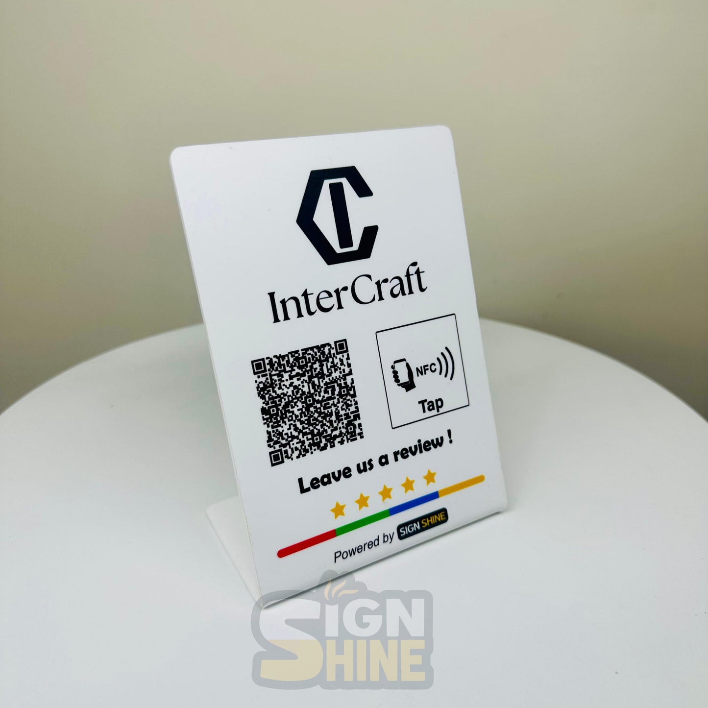 Tap & Scan Stand – NFC + QR Combo with Logo Customisation  Perfect for modern counters—tap or scan your way to connect