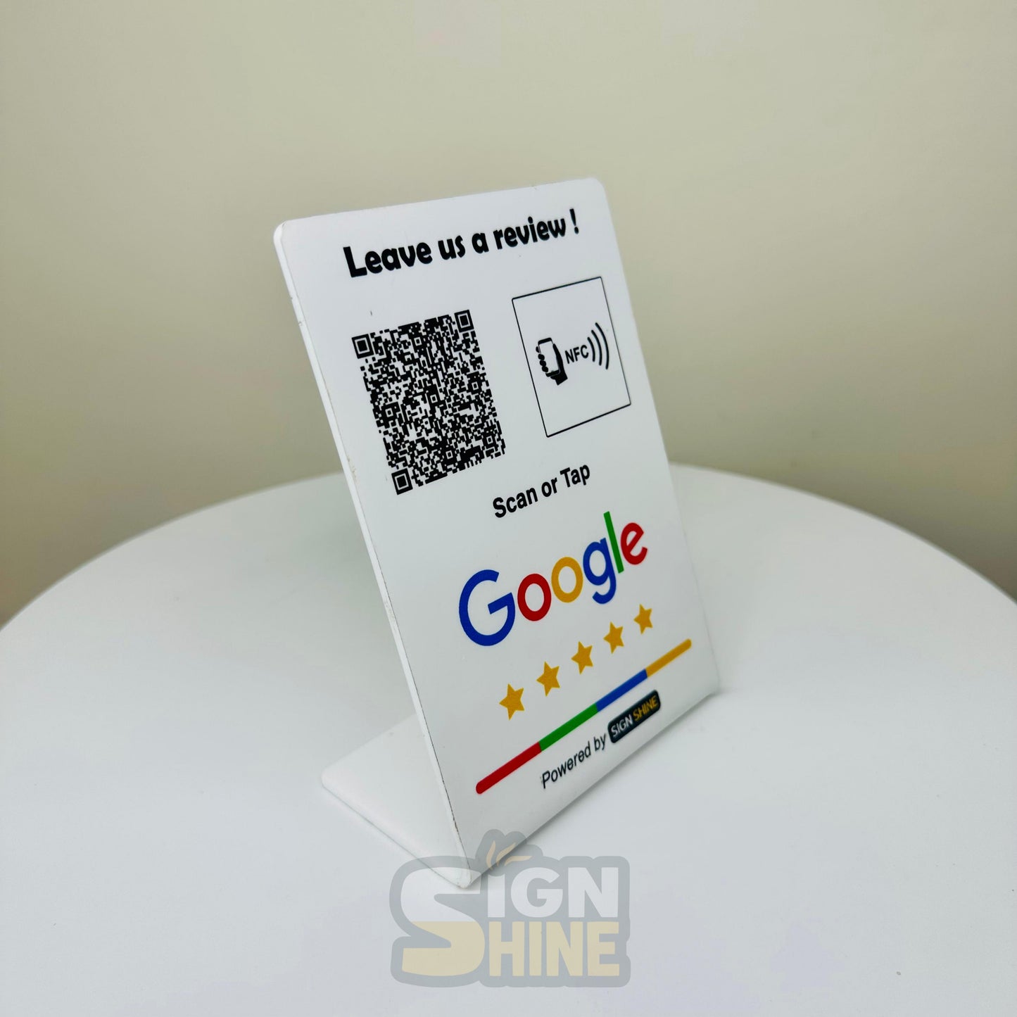 Tap & Scan Stand – NFC + QR Combo Perfect for modern counters—tap or scan your way to connect