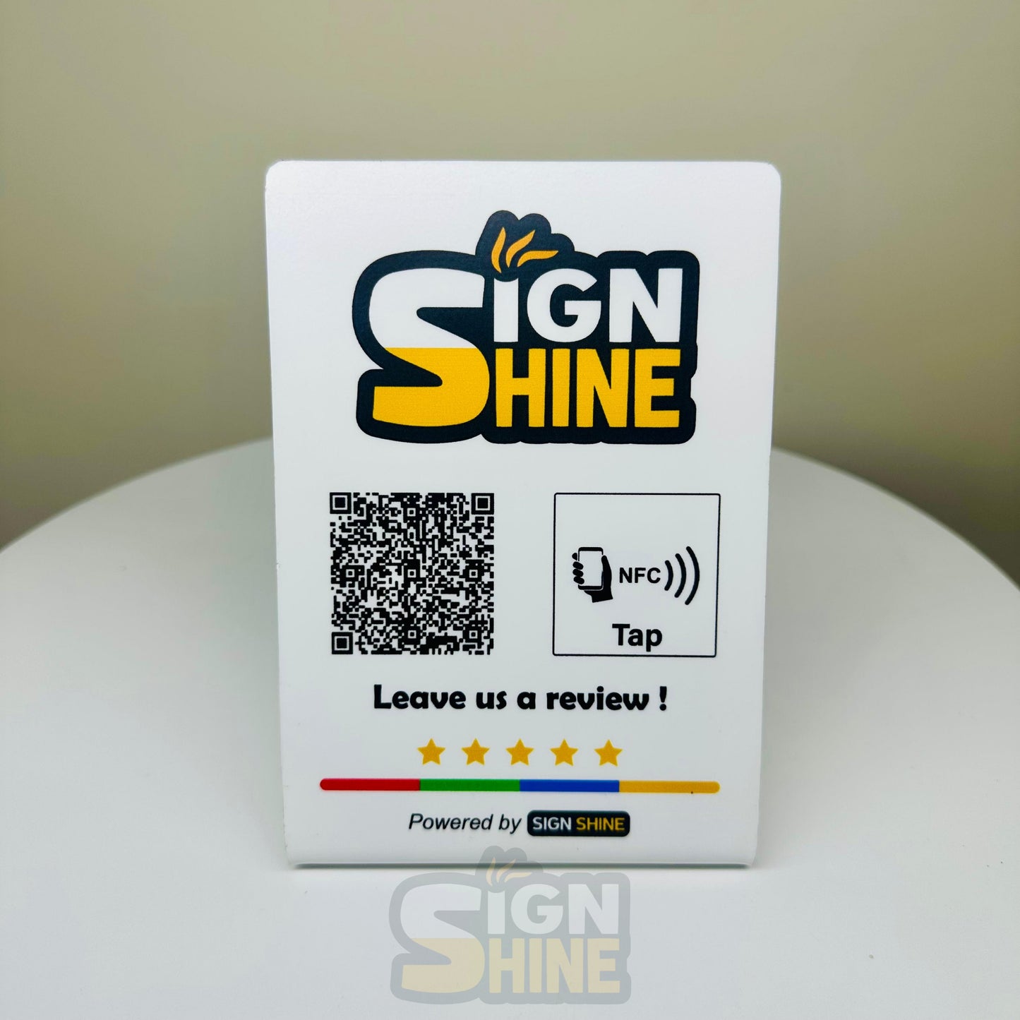 Tap & Scan Stand – NFC + QR Combo with Logo Customisation  Perfect for modern counters—tap or scan your way to connect