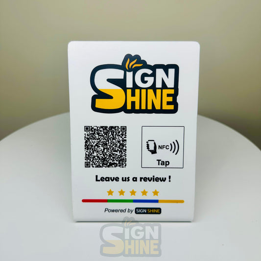 Tap & Scan Stand – NFC + QR Combo with Logo Customisation  Perfect for modern counters—tap or scan your way to connect