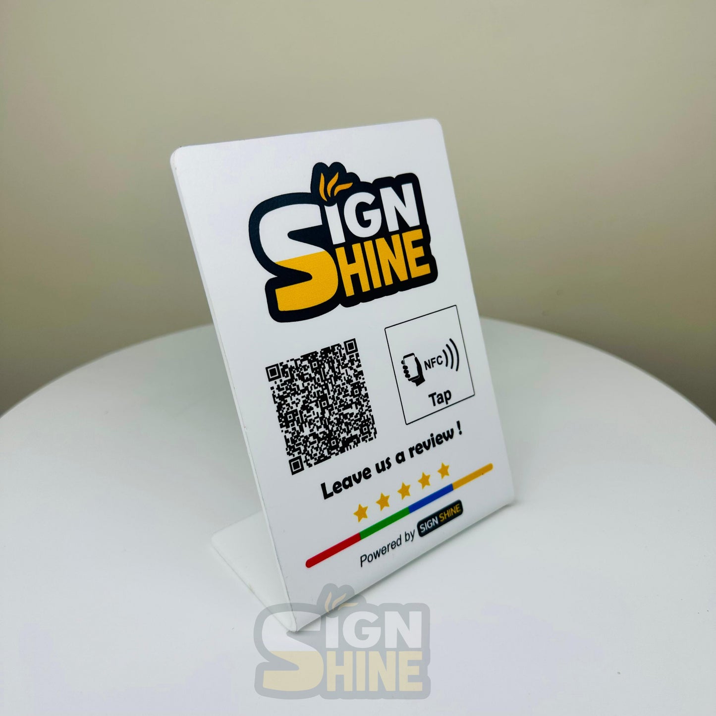 Tap & Scan Stand – NFC + QR Combo with Logo Customisation  Perfect for modern counters—tap or scan your way to connect