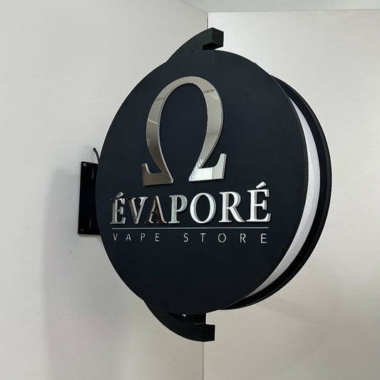 Silver Steel Rotating LED Shop Sign – Rotating Round Flange Board Pakistan