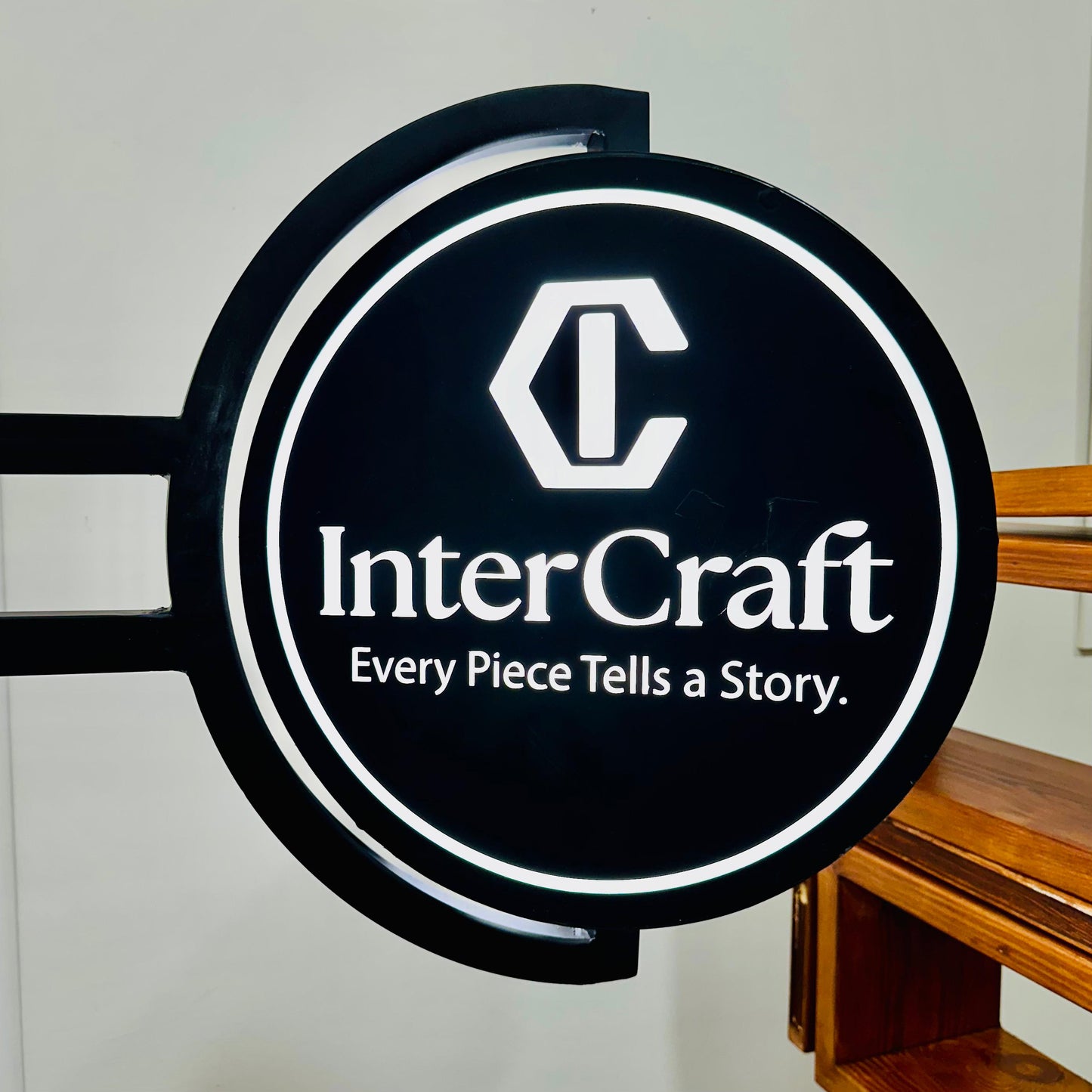 Rotating LED Acrylic Flange Sign Board – Custom Vinyl Cut Round Board for Shops in Pakistan.