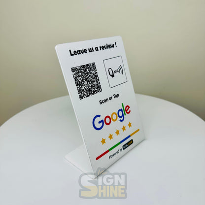 Tap & Scan Stand – NFC + QR Combo Perfect for modern counters—tap or scan your way to connect
