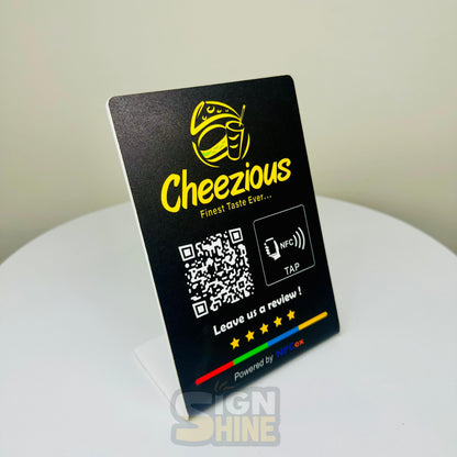 Tap & Scan Stand – NFC + QR Combo with Logo Customisation  Perfect for modern counters—tap or scan your way to connect
