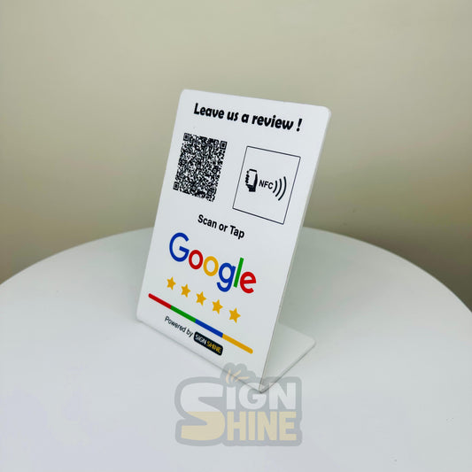 Tap & Scan Stand – NFC + QR Combo Perfect for modern counters—tap or scan your way to connect