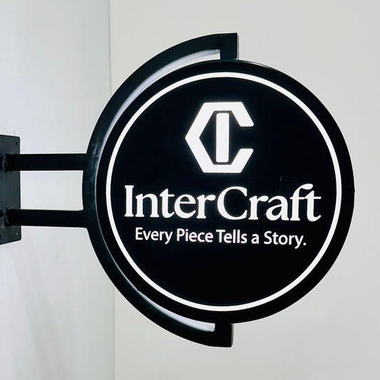 Rotating LED Acrylic Flange Sign Board – Custom Vinyl Cut Round Board for Shops in Pakistan.