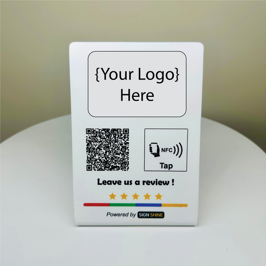 Tap & Scan Stand – NFC + QR Combo with Logo Customisation  Perfect for modern counters—tap or scan your way to connect