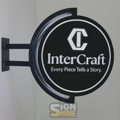 Rotating LED Acrylic Flange Sign Board – Custom Vinyl Cut Round Board for Shops in Pakistan.