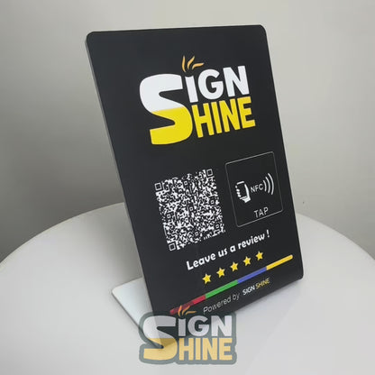 Tap & Scan Stand – NFC + QR Combo with Logo Customisation  Perfect for modern counters—tap or scan your way to connect