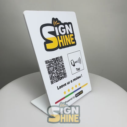 Tap & Scan Stand – NFC + QR Combo with Logo Customisation  Perfect for modern counters—tap or scan your way to connect